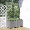 Zahradní truhlík s treláží světle šedý 80 x 40 x 136 cm PP 153272
