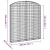 Klenutý gabionový koš 200 x 30 x 220/240 cm pozinkované železo 153471