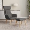 Relaxační křeslo s podnožkou tmavě šedé textil 3097751