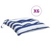 Podušky na židli 6 ks modré a bílé pruhy 40 x 40 x 7 cm textil 361488