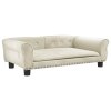Pelíšek pro psy krémový 95 x 55 x 30 cm samet 171816