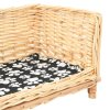 Pelíšek pro psy s poduškou 50 x 33 x 30 cm přírodní vrba 170773