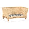 Pelíšek pro psy s poduškou 50 x 33 x 30 cm přírodní vrba 170773
