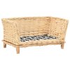 Pelíšek pro psy s poduškou 50 x 33 x 30 cm přírodní vrba 170773