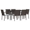 7dílný zahradní jídelní set s poduškami polyratan a ocel 3186942