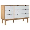 Zásuvková komoda OTTA hnědá a bílá 111x43x73,5 cm borové dřevo 348587