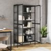 Highboard černý 85 x 40 x 180 cm sklo a ocel 353004