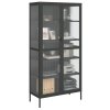 Highboard černý 85 x 40 x 180 cm sklo a ocel 353004