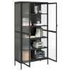 Highboard černý 85 x 40 x 180 cm sklo a ocel 353004