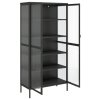 Highboard černý 85 x 40 x 180 cm sklo a ocel 353004
