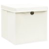 Úložné boxy s víky 4 ks bílé 32 x 32 x 32 cm textil 288350