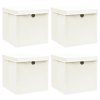Úložné boxy s víky 4 ks bílé 32 x 32 x 32 cm textil 288350