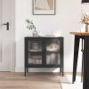 Příborník černý 70 x 35 x 70 cm sklo a ocel 353001