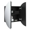 Koupelnová skříňka s kulatým zrcadlem a LED černá 47x47x17,5 cm 345584