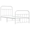 Kovový rám postele s hlavovým a nožním čelem bílý 90 x 200 cm 352638