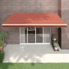 Automatická zatahovací markýza oranžová a hnědá 4 x 3 m 3154493