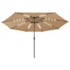 Zahradní slunečník s LED osvětlením 400 cm taupe 312533