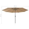 Zahradní slunečník s LED osvětlením 400 cm taupe 312533