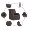 Elektrické zvedací masážní polohovací křeslo tmavě hnědé textil 3205357