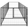 Psí kotec černý 7 m² ocel 3082097