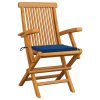 Zahradní židle s královsky modrými poduškami 8 ks masivní teak 3072899