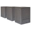 Zahradní kompostéry 3 ks hnědé 60x60x83 cm 900 l plast ratan 278918