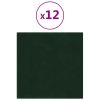 Nástěnné panely 12 ks tmavě zelené 30 x 30 cm samet 1,08 m² 343809