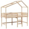 Patrová postel s žebříkem a střechou 80 x 200 cm borovice 3282066