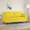 2místná pohovka s polštáři světle žlutá 140 cm textil 3200850