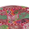Sedací puf patchwork kulatý bavlna ruční výroba 40x20 cm růžový 246574