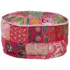 Sedací puf patchwork kulatý bavlna ruční výroba 40x20 cm růžový 246574