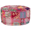 Sedací puf patchwork kulatý bavlna ruční výroba 40x20 cm růžový 246574