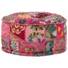 Sedací puf patchwork kulatý bavlna ruční výroba 40x20 cm růžový 246574
