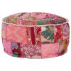 Sedací puf patchwork kulatý bavlna ruční výroba 40x20 cm růžový 246574