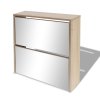 Botník dvoupatrový zrcadlo dub 63 x 17 x 67 cm 243045