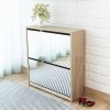 Botník dvoupatrový zrcadlo dub 63 x 17 x 67 cm 243045
