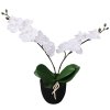 Umělá rostlina orchidej s květináčem 30 cm bílá 244420