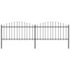 Zahradní plot s kopím nahoře ocelový 359 x 150 cm černý 277731