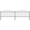 Zahradní plot s hroty ocel (0,5–0,75) x 3,4 m černý 277704