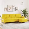 3místná pohovka s podnožkou světle žlutá 210 cm textil 3278254