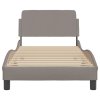 Rám postele s čelem bez matrace taupe 90x190 cm textil 373089