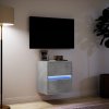Nástěnná TV skříňka s LED osvětlením betonově šedá 41x31x45 cm 852277