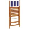 3dílný bistro set modrý a bílý textil a masivní dřevo 3281873