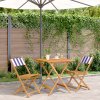 3dílný bistro set modrý a bílý textil a masivní dřevo 3281873