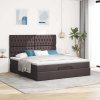 Osmanský rám postele s matrací tmavě hnědá 160x200cm textil 3313254