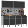 Sada pracovního kabinetu a pegboardu 10 ks černá MDF a kov 3321482