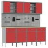 Sada pracovního kabinetu a pegboardu 10 kusů Červená MDF a kov 3321485