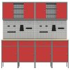 Sada pracovního kabinetu a pegboardu 10 kusů Červená MDF a kov 3321485