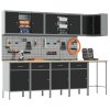 12dílná sada pracovního stolu a pegboardu - černá MDF a kov 3321508