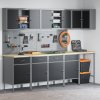 12dílná sada pracovního stolu a pegboardu - černá MDF a kov 3321508